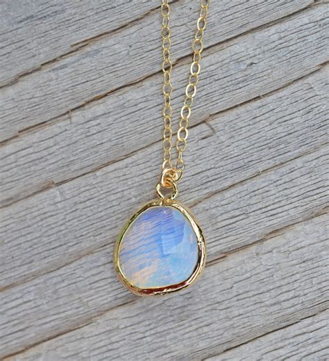 Opal Pendant Necklace Opal Necklace October Birthstone Opal Etsy