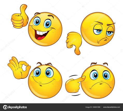 Set Beautiful Emoticons Hand Gestures Emoji Icons Positive Negative