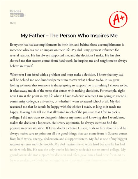 My Dad Is My Inspiration A Story From My Life Essay Example 490