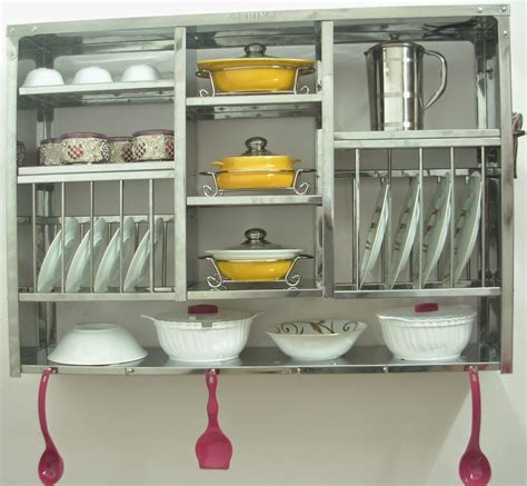 Kitchen cabinet counter shelf organizer expandable stackable spice rack for dish. Stainless Steel Kitchen Plate Rack: Dish Dryer Display ...