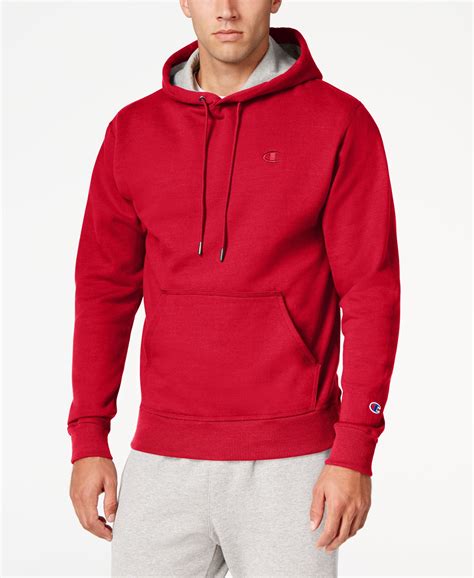 Champion Mens Powerblend Fleece Hoodie In Red For Men Team Red