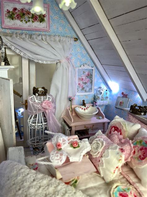 Dollhouse Miniature Shabby Chic Beach House Bedroom