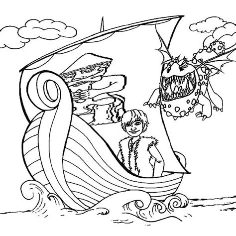 The coloring pages come in varied images and sizes. Gronckle Following Hiccup Sailing With Viking Ship In How ...
