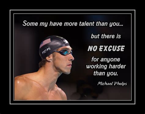 Printable Michael Phelps Swimming No Excuse Quote Digital Print Poster Motivational Swimmer