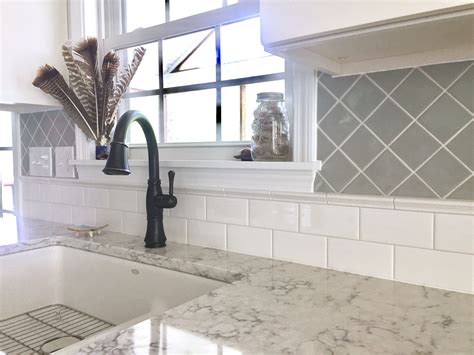 Subway Tile And Diagonal Set Square Tile For Two Tone Classic