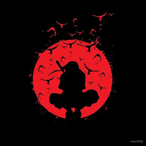 Itachi Silhouette In The Red Moon With Grunge Effect Is Available As T