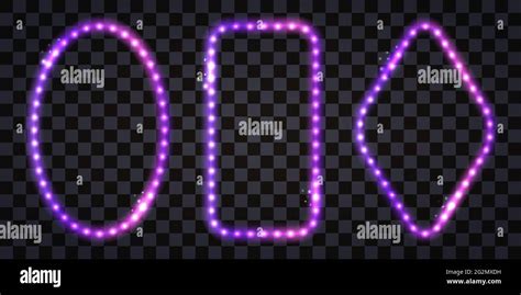 Led Light Frames With Neon Glow And Glitter Sparkles Borders With