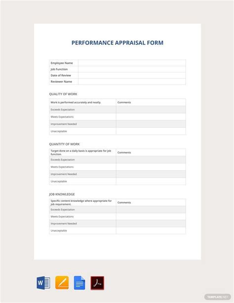 Performance Appraisal Form Template In Word Pages Pdf Google Docs
