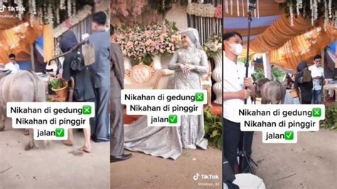 Viral Video Pernikahan Digelar Di Pinggir Jalan Sesi Foto Terhenti