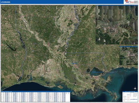 Louisiana Wall Map Satellite Basic Style