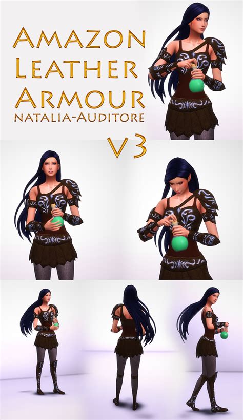 Amazon Leather Armour 3 Natalia Auditore On Patreon In 2020 Sims 4 Cc