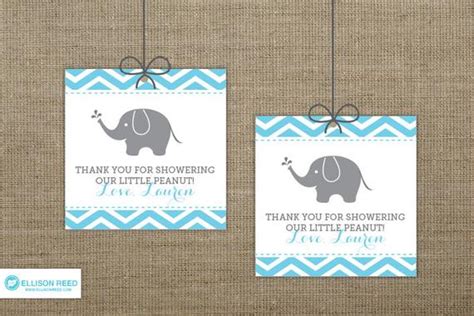 Unique baby shower favor tags by independent artists. Chevron Elephant Baby Shower Favor Tags Elephant Printable