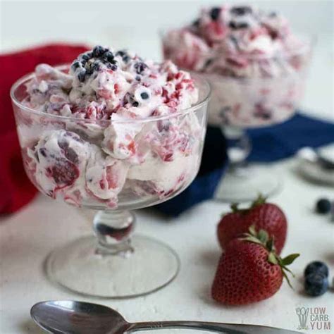 Red White And Blue Cheesecake Salad Dessert Low Carb Yum