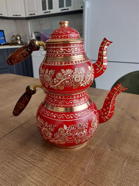 Teapots Tea Pot Copper Handmade Tea Set Traditional Turkish Etsy