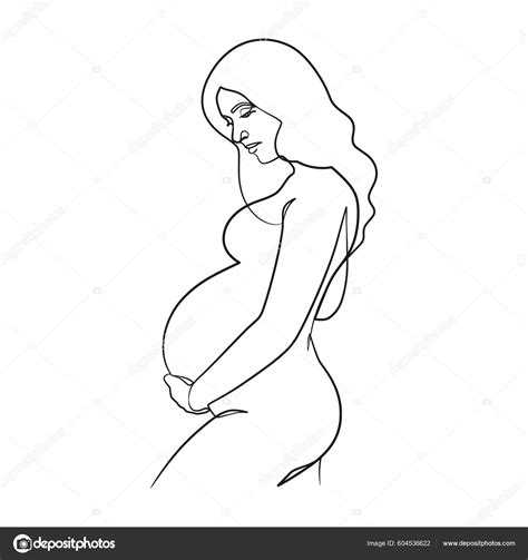 Pregnant Woman Continuous Line Art Stock Vector By ©hendripiss 604536622