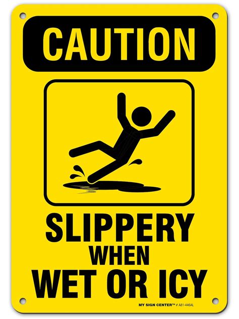 Caution Slippery When Wet Sign Or Icy Made Out Of 040 Etsy
