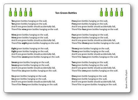 Ten Green Bottles – Nursery Rhyme Song with Lyrics in French and in English