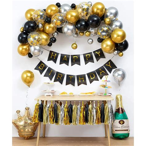 Black Gold Birthday Party Decorationsandballoons Arch Garland Kitgold