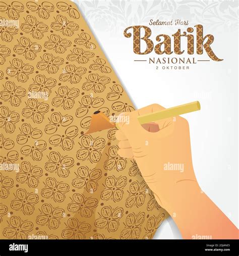 Indonesian Holiday Batik Day Illustrationtranslation October 02
