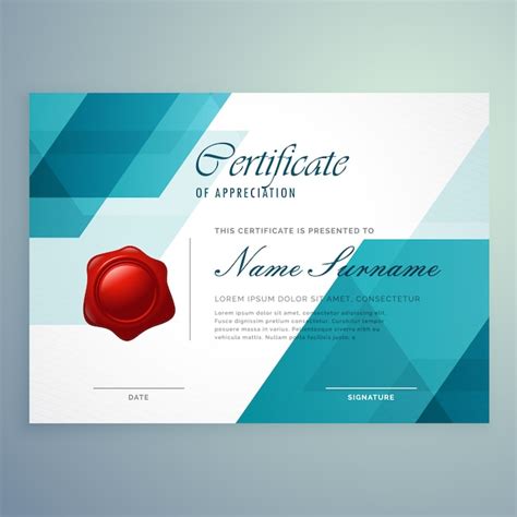 Premium Vector Blue Geometric Diploma Design Template