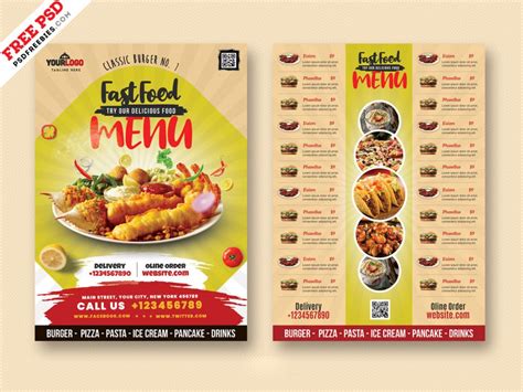 These thematic pictures of food are analogous to a visual dictionary. Food Menu Card Design PSD Freebie | PSDFreebies.com