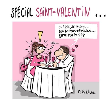 Dessin Humoristique Dun Couple En Amoureux à La Saint Valentin