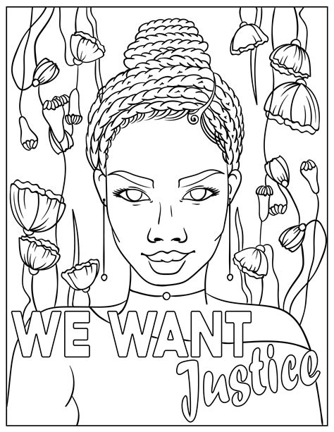 We Want Justice Coloring Page Printable Coloring Page Digital Coloring