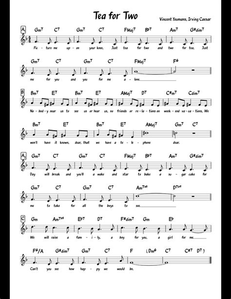 Tea For Two Sheet Music For Piano Download Free In Pdf Or Midi