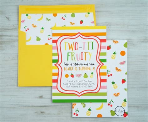 Two Tti Fruity Birthday Invitations Tutti Fruitti