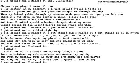 Novelty Song I Got Stoned And I Missed It Shel Silverstein Lyrics
