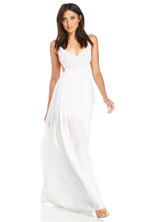 Crochet Bodice Maxi Dress In White Dailylook