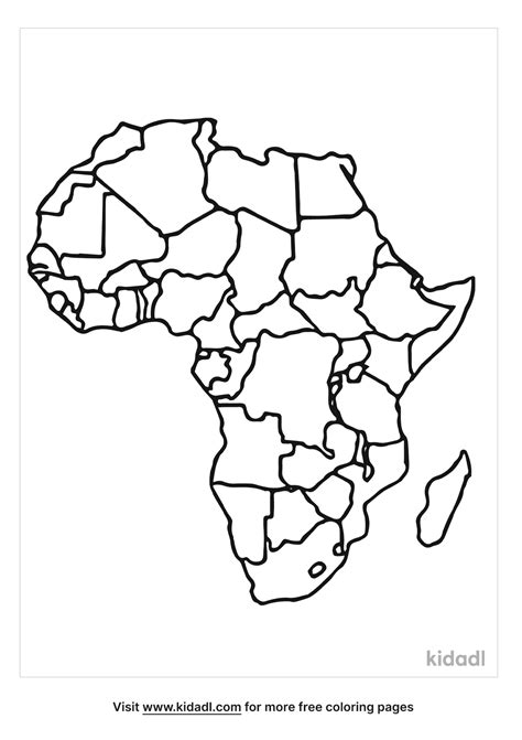 Printable Blank Africa Map With Countries Sketch Coloring Page
