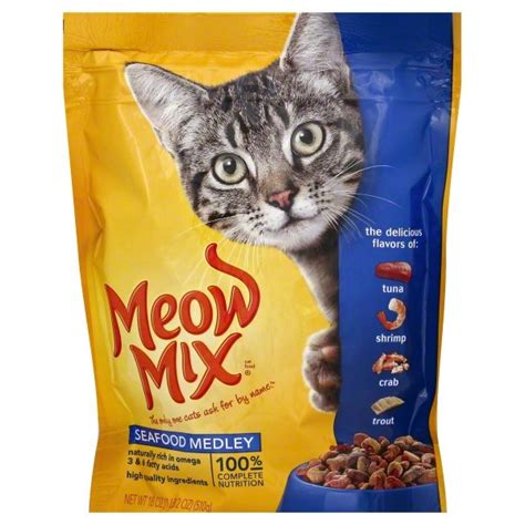 Made with real poultry, seafood or meat. Meow Mix Seafood Medley Dry Cat Food, 18 oz - Walmart.com ...