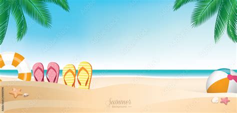 Colorful Summer Vacation Beach Banner Background Stock Vector Adobe Stock