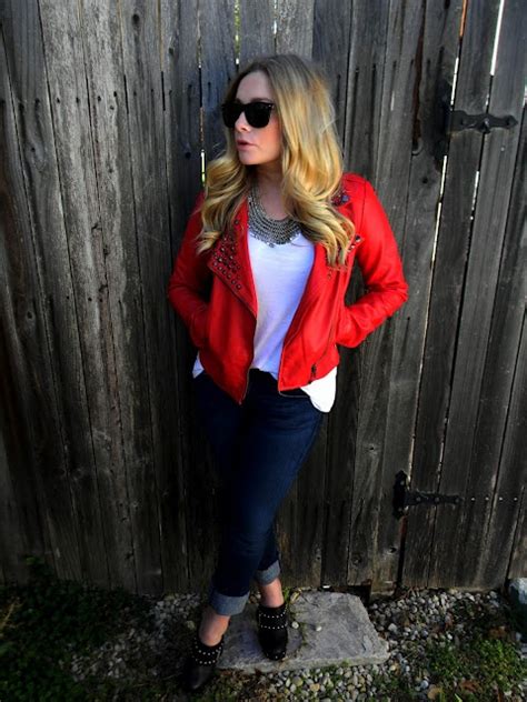 red leather jacket fashion leather jacket red dress boutique