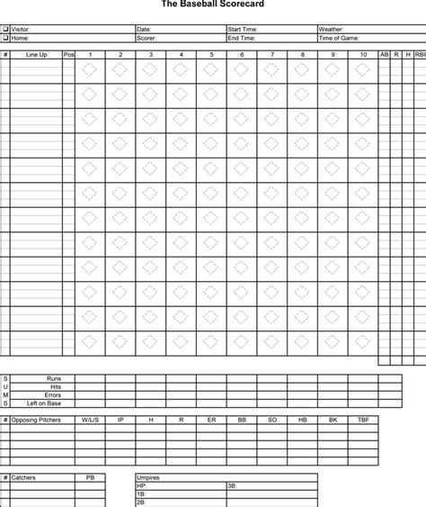 Printable Baseball Score Sheets Download In Pdf