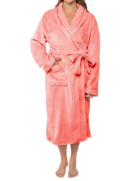 Pavilia Plush Robe For Women Peach Coral Orange Fluffy Soft Bathrobe