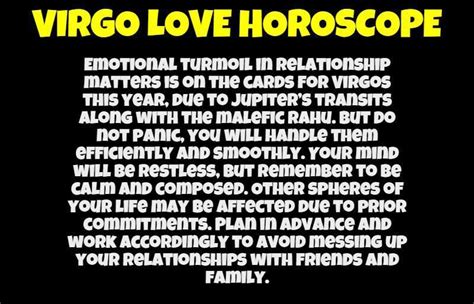 Read your free daily virgo love horoscope and learn more about what the stars have in store for your love life! Read Virgo love horoscope. Read your love horoscope and ...