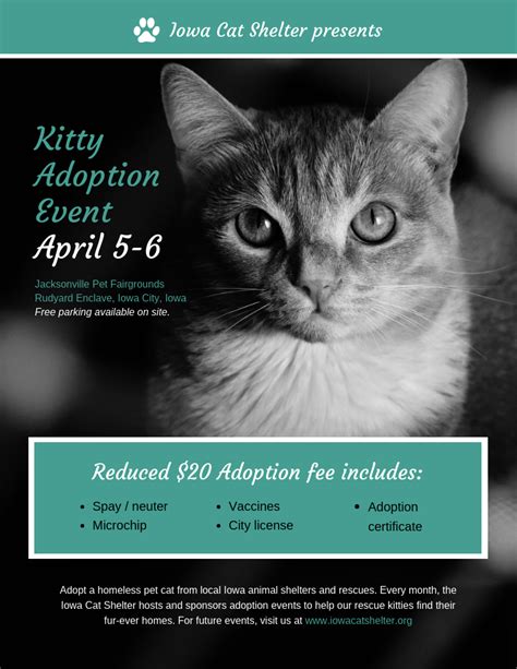 Nonprofit Cat Adoption Event Poster Template