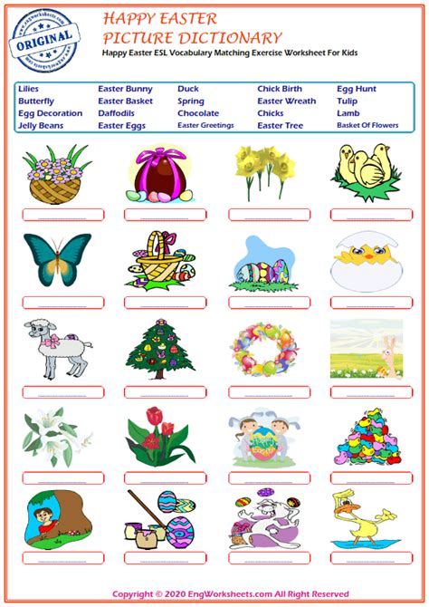 Happy Easter Printable English Esl Vocabulary Worksheets Engworksheets