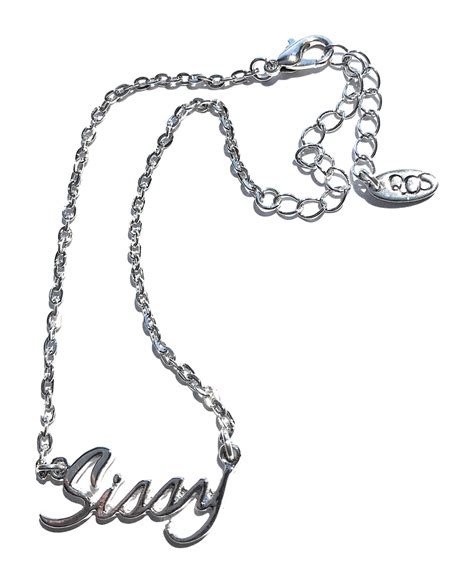 Qos Cursive Sissy Chain Anklets Silver Twink Cd Ts