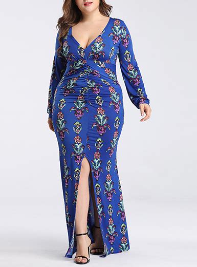 Womens Plus Size Hourglass Design Maxi Dress Vee Neckline Front