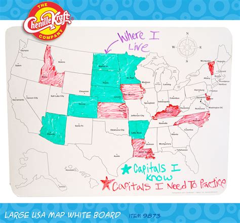 Large Usa Map Whiteboard Front A Great Tool To Learn Your States And