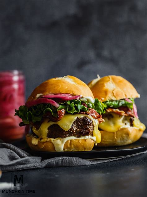 Delicious Homemade Burgers With Pickled Red Onions