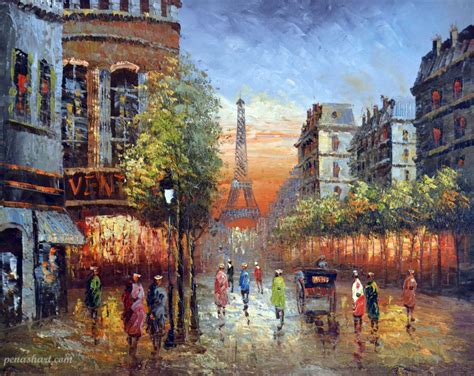 High Quality Hand Painted Cityscape Paris 20x24 Canvas Oil Painting
