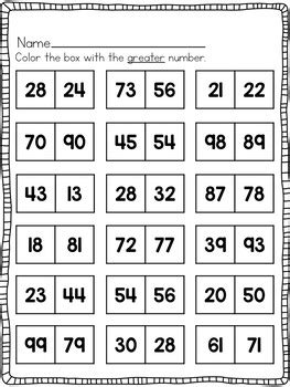 simple comparing numbers worksheets  digit numbers  stephany dillon