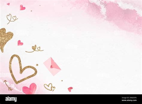 Valentines Love Letter Frame Vector Background With Glittery Heart