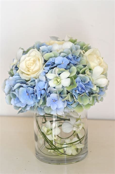 White rose and blue hydrangea wedding bouquet at kimpton palomar philadelphia. Wedding Flowers Blog: Claudia's Pale Blue,Green,Ivory ...