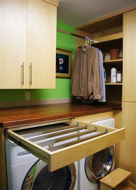 Drying Rack Pull Out Contemporary Laundry Room Raleigh By