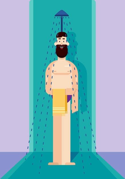 Premium Vector Flat Vector Illustration Of A Man Taking A Shower